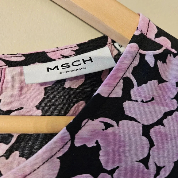 MSCH Copenhagen Women's Boho Floral Print Balloon Sleeve Feminine Casual Dress L - Picture 14 of 16